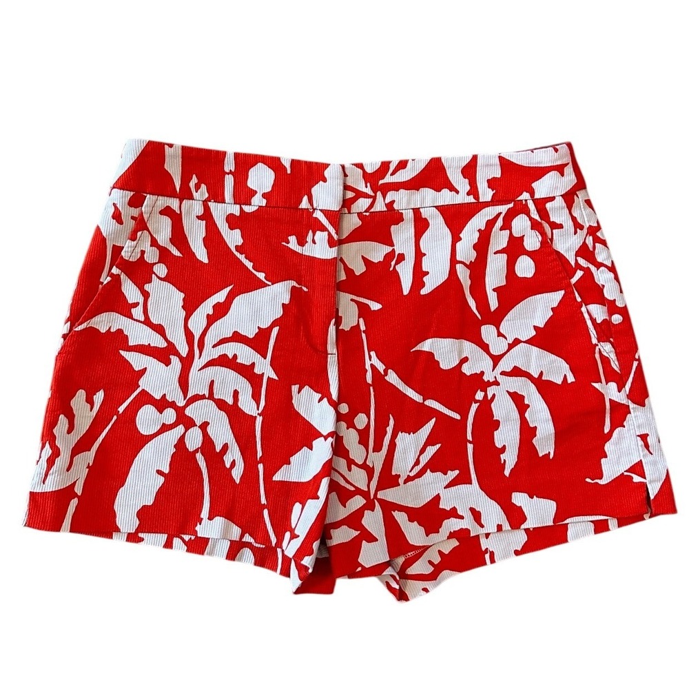 Trina Turk Red White Tropical Palm Tree Print Shorts Size 6